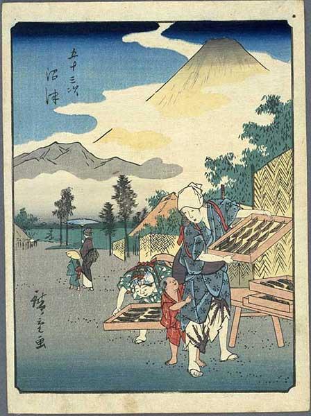 Hiroshige- 53Stations (Figure or Jimbutsu Tokaido)- Numazu