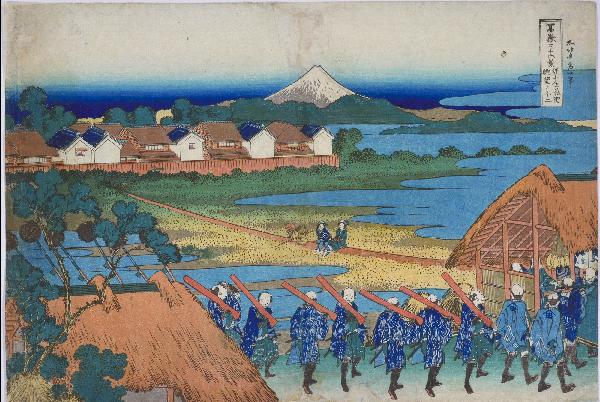 Hokusai- 36 Views of Mt Fuji -Fuji Viewed from the Pleasure Quarters at Senju