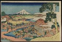 Hokusai- 36 Views of Mt Fuji -Fuji Viewed from the Tea Plantation at Katakura in Suruga Province
