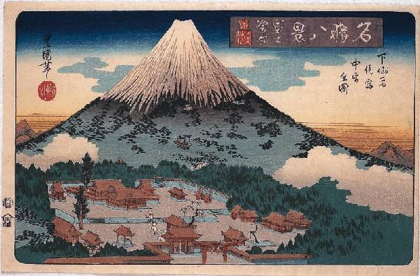 Kunisada 2- Eight Views of Scenic Places- Fuji at Twilight